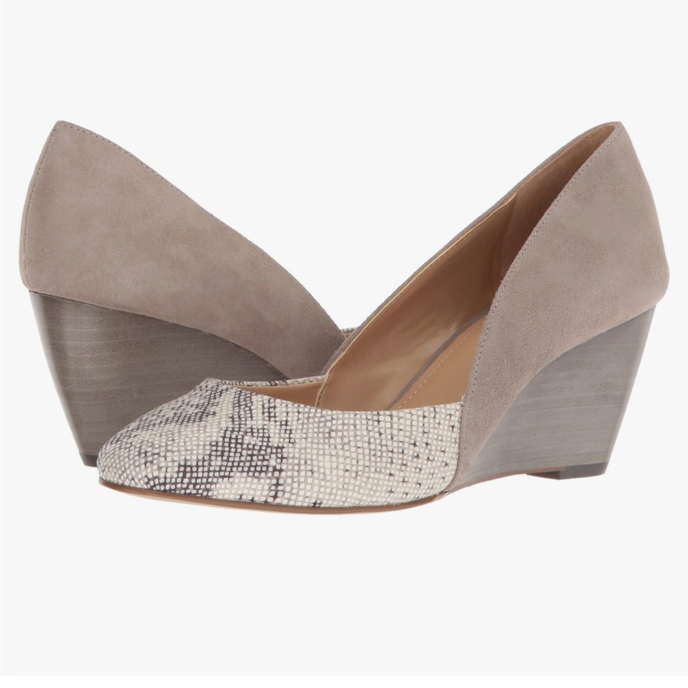 Tahari Women's Palace Taupe and Snakeskin Wedge Shoes